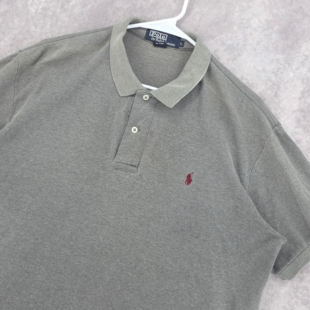 Vintage Polo Ralph Lauren Polo Shirt Mens Large Gray Short Sleeve Made in USA